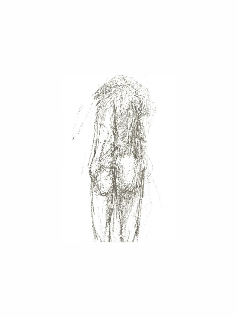 Rückenakt – Zeichnung auf Papier von Maja Jiranek